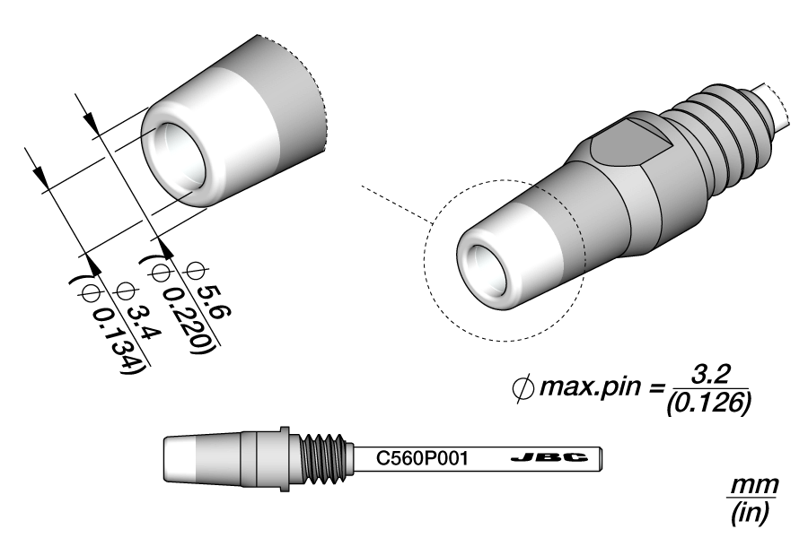 C560P001 - Through-hole Desoldering Tip Ø 3.4